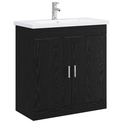 vidaXL Bathroom Furniture Set Black Oak 81 x 40 x 84.5 cm