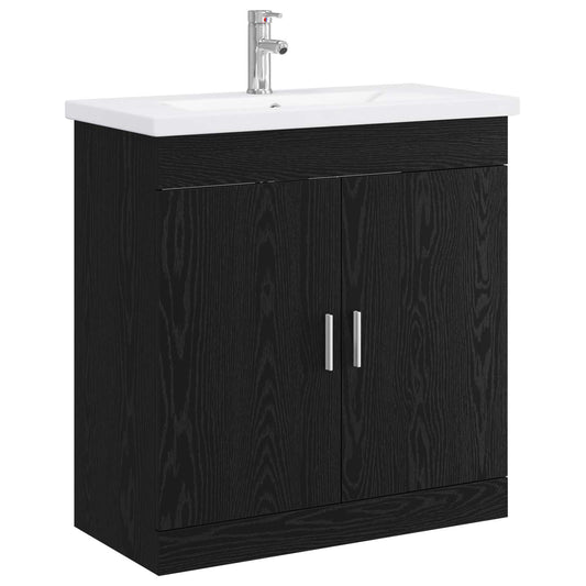 vidaXL Bathroom Furniture Set Black Oak 81 x 40 x 84.5 cm