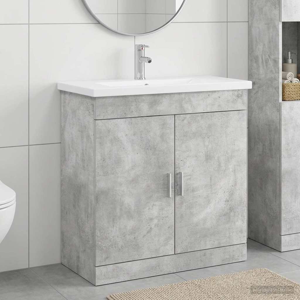 vidaXL Bathroom Furniture Set Concrete Grey 81 x 40 x 84.5 cm