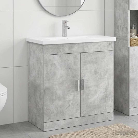 vidaXL Bathroom Furniture Set Concrete Grey 81 x 40 x 84.5 cm
