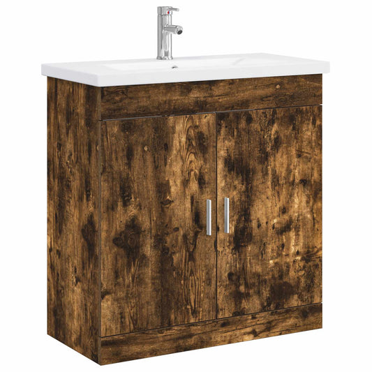 vidaXL Bathroom Furniture Set Smoked Oak 81 x 40 x 84.5 cm