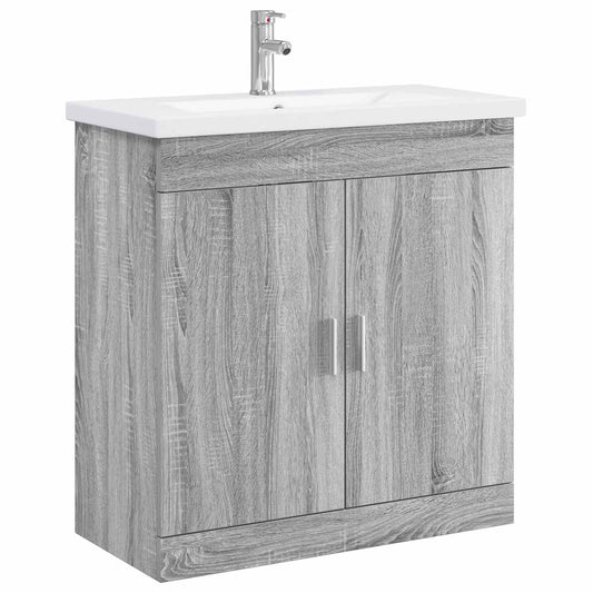 vidaXL Bathroom Furniture Set Grey Sonoma 81 x 40 x 84.5 cm