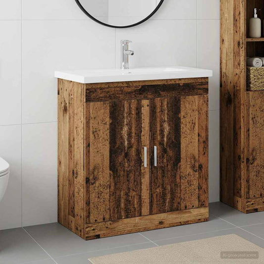 vidaXL Bathroom Furniture Set Old Wood 81 x 40 x 84.5 cm