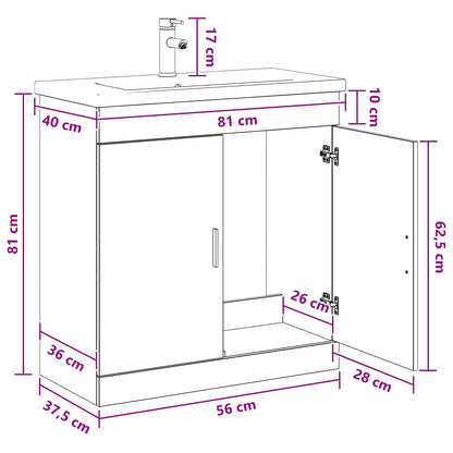 vidaXL Bathroom Furniture Set Old Wood 81 x 40 x 84.5 cm