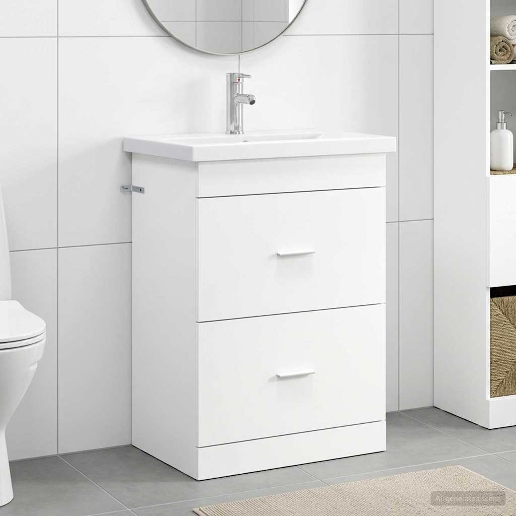vidaXL Bathroom Furniture Set White 61 x 40 x 84.5 cm Engineered Wood