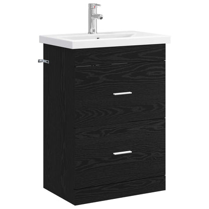 vidaXL Bathroom Furniture Set Black Oak 61 x 40 x 84.5 cm