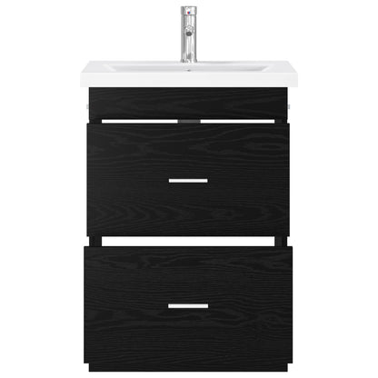 vidaXL Bathroom Furniture Set Black Oak 61 x 40 x 84.5 cm
