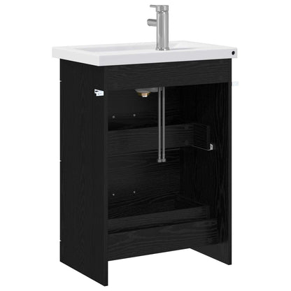vidaXL Bathroom Furniture Set Black Oak 61 x 40 x 84.5 cm