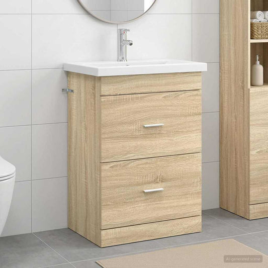 vidaXL Bathroom Furniture Set Sonoma Oak 61 x 40 x 84.5 cm