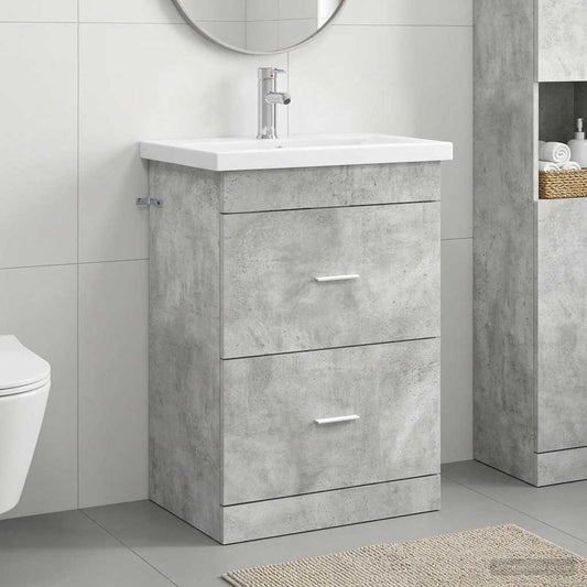 vidaXL Bathroom Furniture Set Concrete Grey 61 x 40 x 84.5 cm