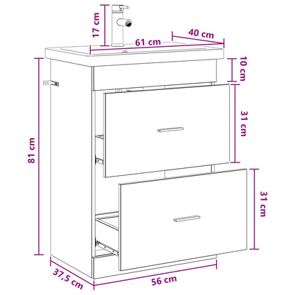 vidaXL Bathroom Furniture Set Concrete Grey 61 x 40 x 84.5 cm