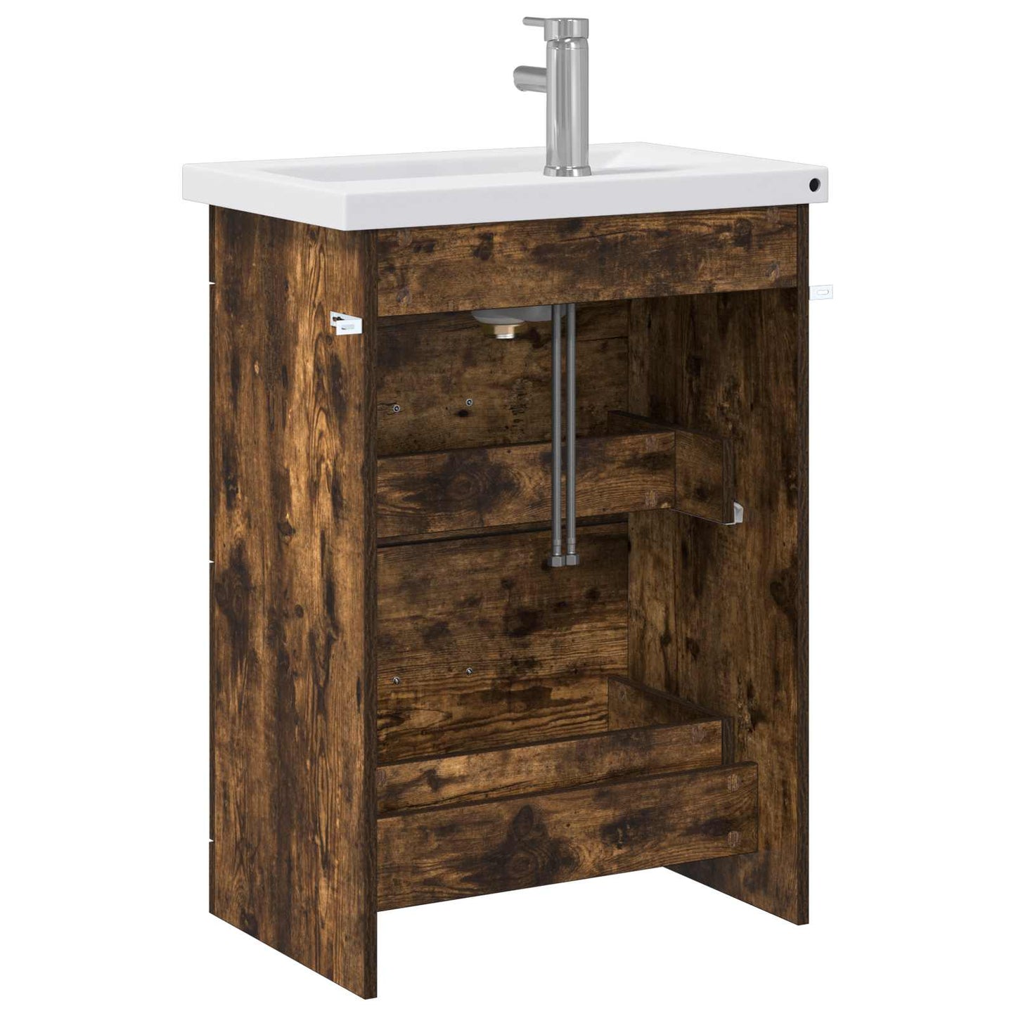 vidaXL Bathroom Furniture Set Smoked Oak 61 x 40 x 84.5 cm