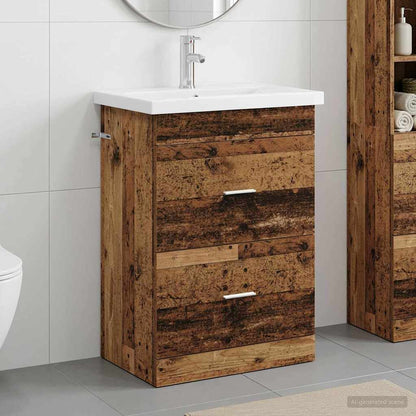 vidaXL Bathroom Furniture Set Old Wood 61 x 40 x 84.5 cm
