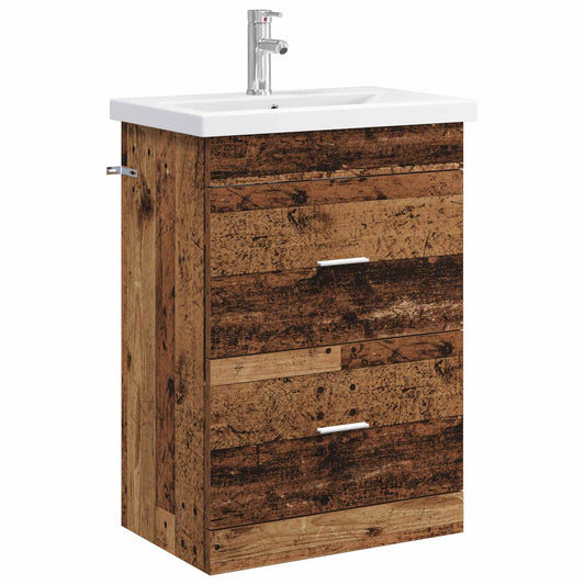 vidaXL Bathroom Furniture Set Old Wood 61 x 40 x 84.5 cm