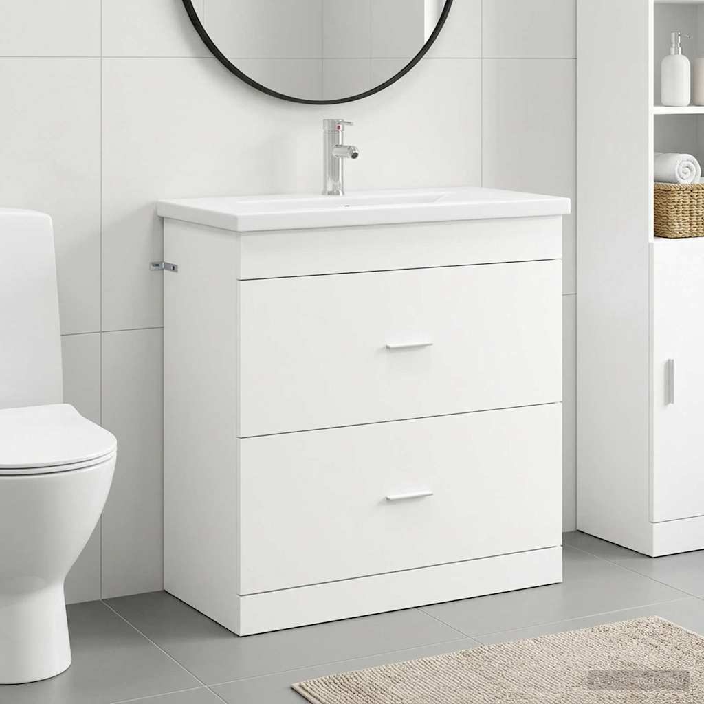 vidaXL Bathroom Furniture Set White 81 x 40 x 84.5 cm Engineered Wood