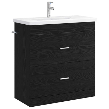 vidaXL Bathroom Furniture Set Black Oak 81 x 40 x 84.5 cm