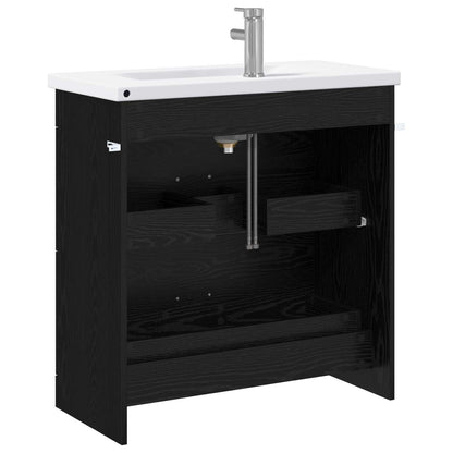vidaXL Bathroom Furniture Set Black Oak 81 x 40 x 84.5 cm
