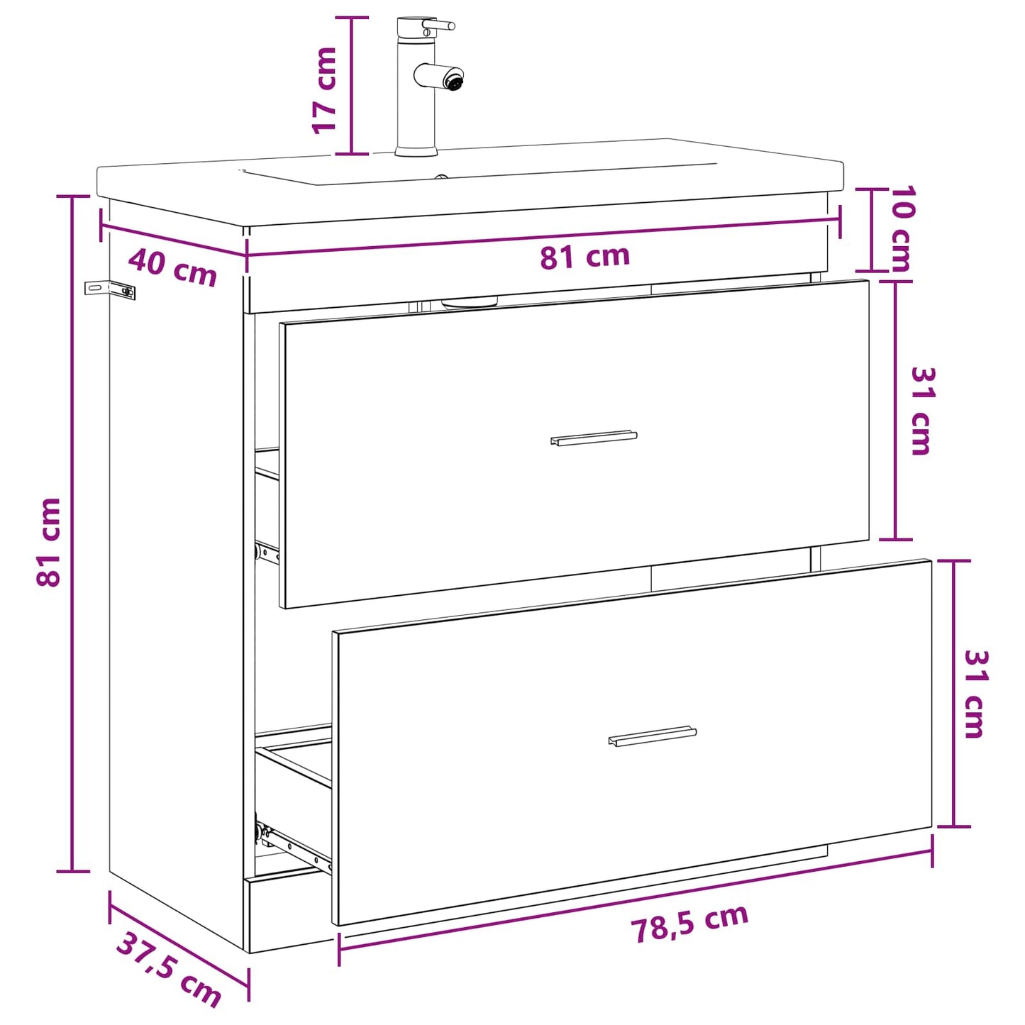 vidaXL Bathroom Furniture Set Sonoma Oak 81 x 40 x 84.5 cm