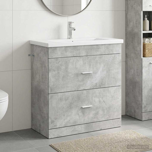 vidaXL Bathroom Furniture Set Concrete Grey 81 x 40 x 84.5 cm