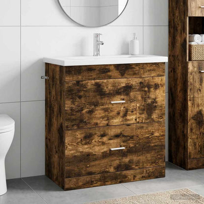 vidaXL Bathroom Furniture Set Smoked Oak 81 x 40 x 84.5 cm