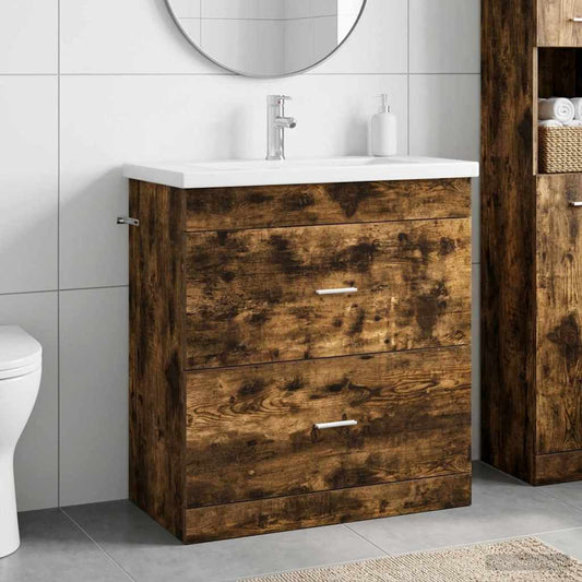 vidaXL Bathroom Furniture Set Smoked Oak 81 x 40 x 84.5 cm