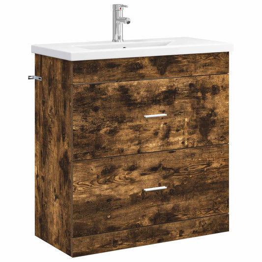 vidaXL Bathroom Furniture Set Smoked Oak 81 x 40 x 84.5 cm