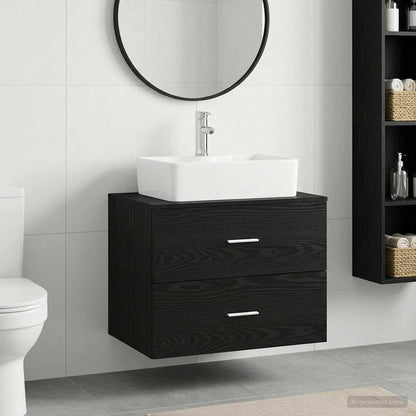 vidaXL Bathroom Furniture Set Black Oak Engineered Wood