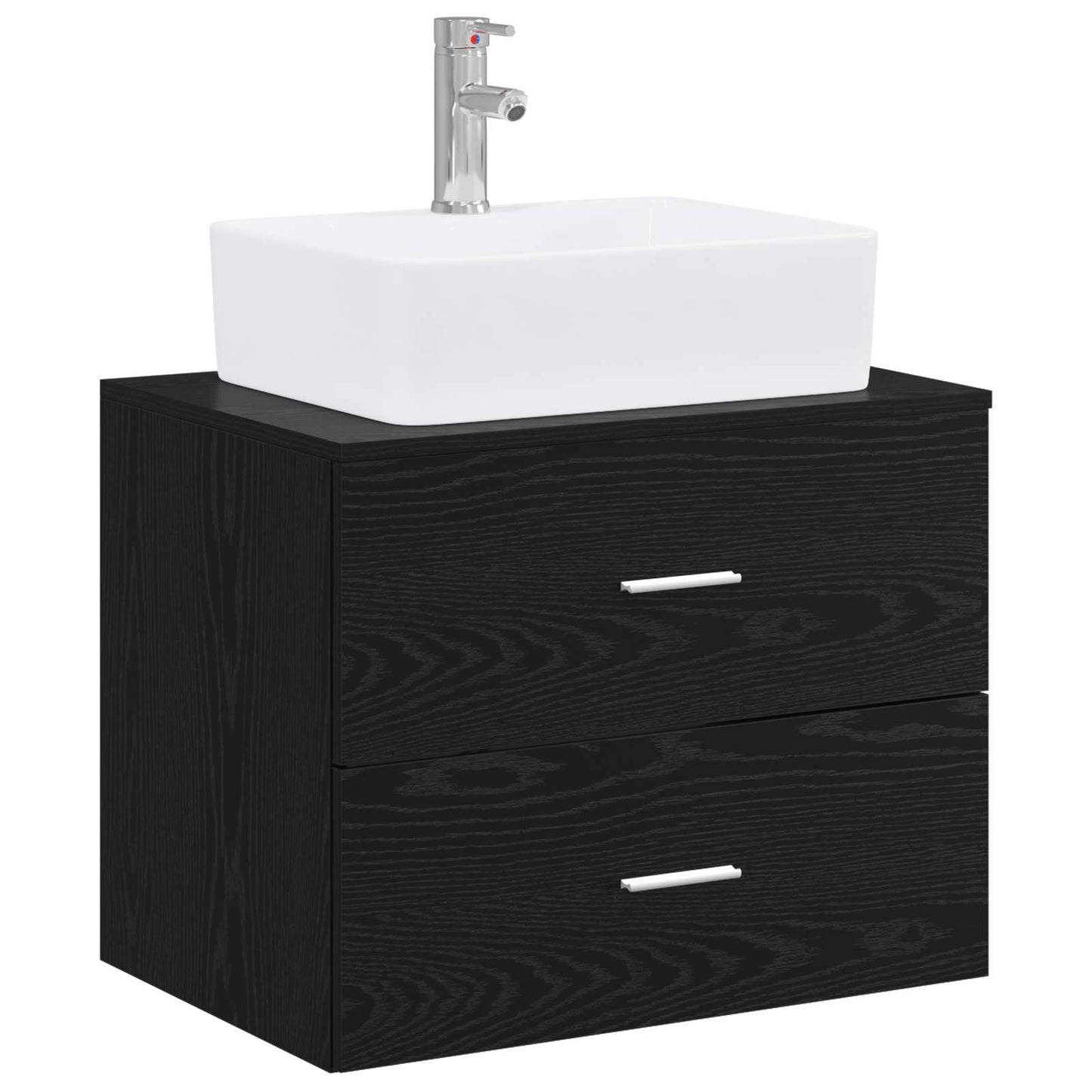 vidaXL Bathroom Furniture Set Black Oak Engineered Wood
