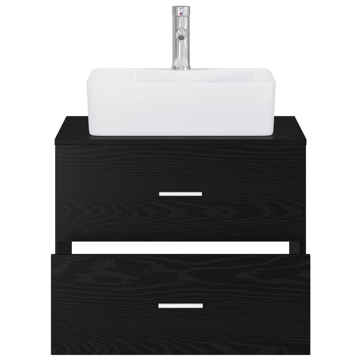 vidaXL Bathroom Furniture Set Black Oak Engineered Wood