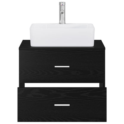 vidaXL Bathroom Furniture Set Black Oak Engineered Wood