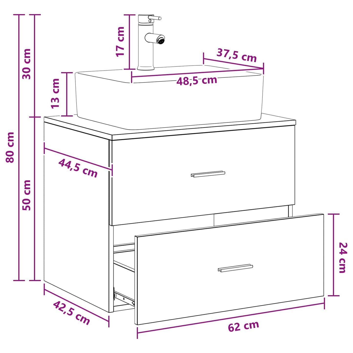 vidaXL Bathroom Furniture Set Sonoma Oak Engineered Wood