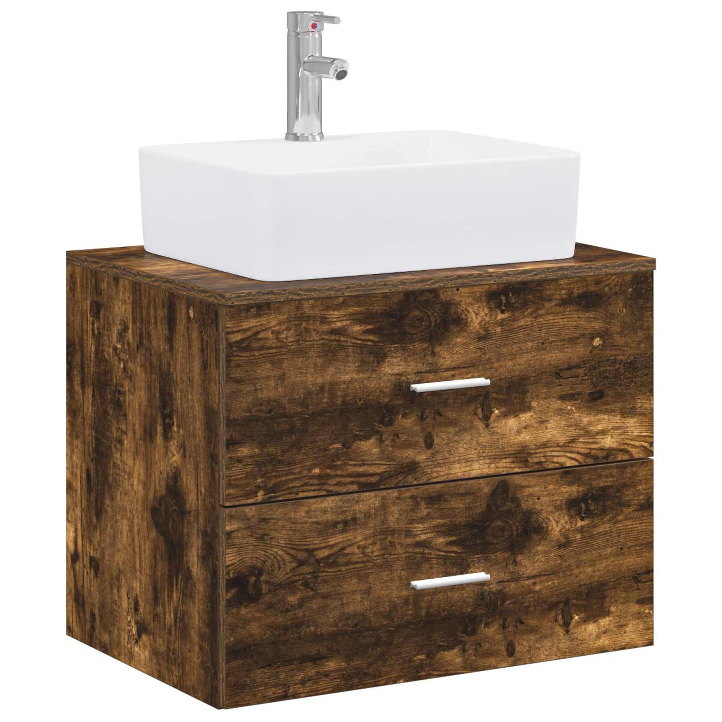 vidaXL Bathroom Furniture Set Smoked Oak Engineered Wood