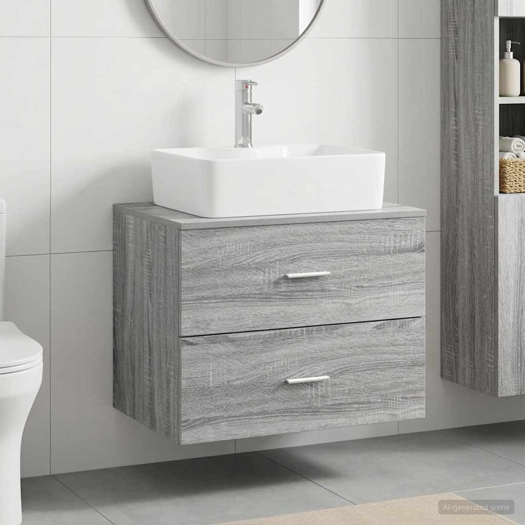 vidaXL Bathroom Furniture Set Grey Sonoma Engineered Wood