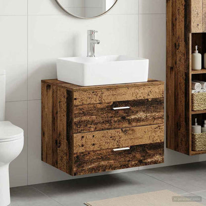vidaXL Bathroom Furniture Set Old Wood Engineered Wood