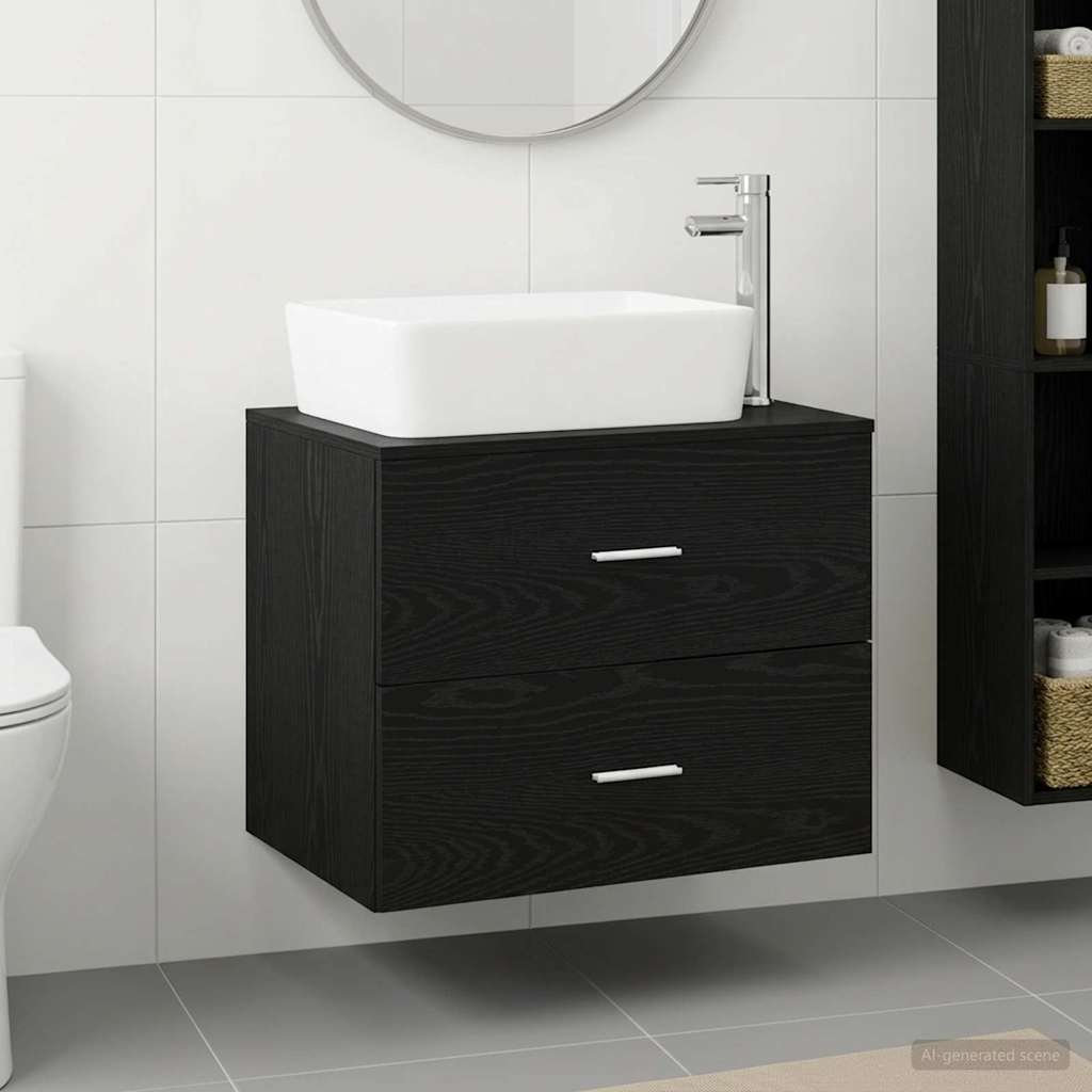 vidaXL Bathroom Furniture Set Black Oak Engineered Wood