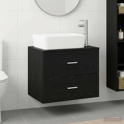 vidaXL Bathroom Furniture Set Black Oak Engineered Wood