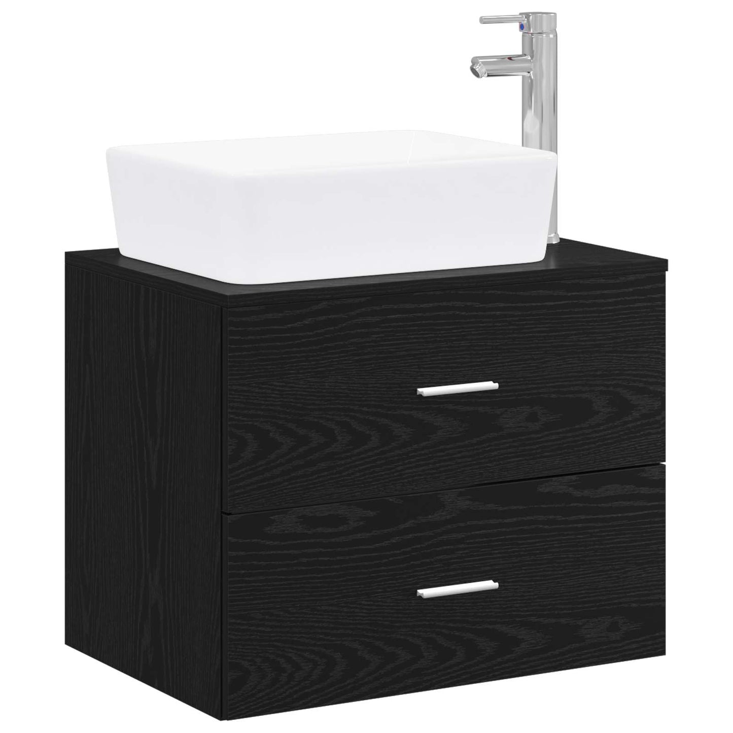 vidaXL Bathroom Furniture Set Black Oak Engineered Wood