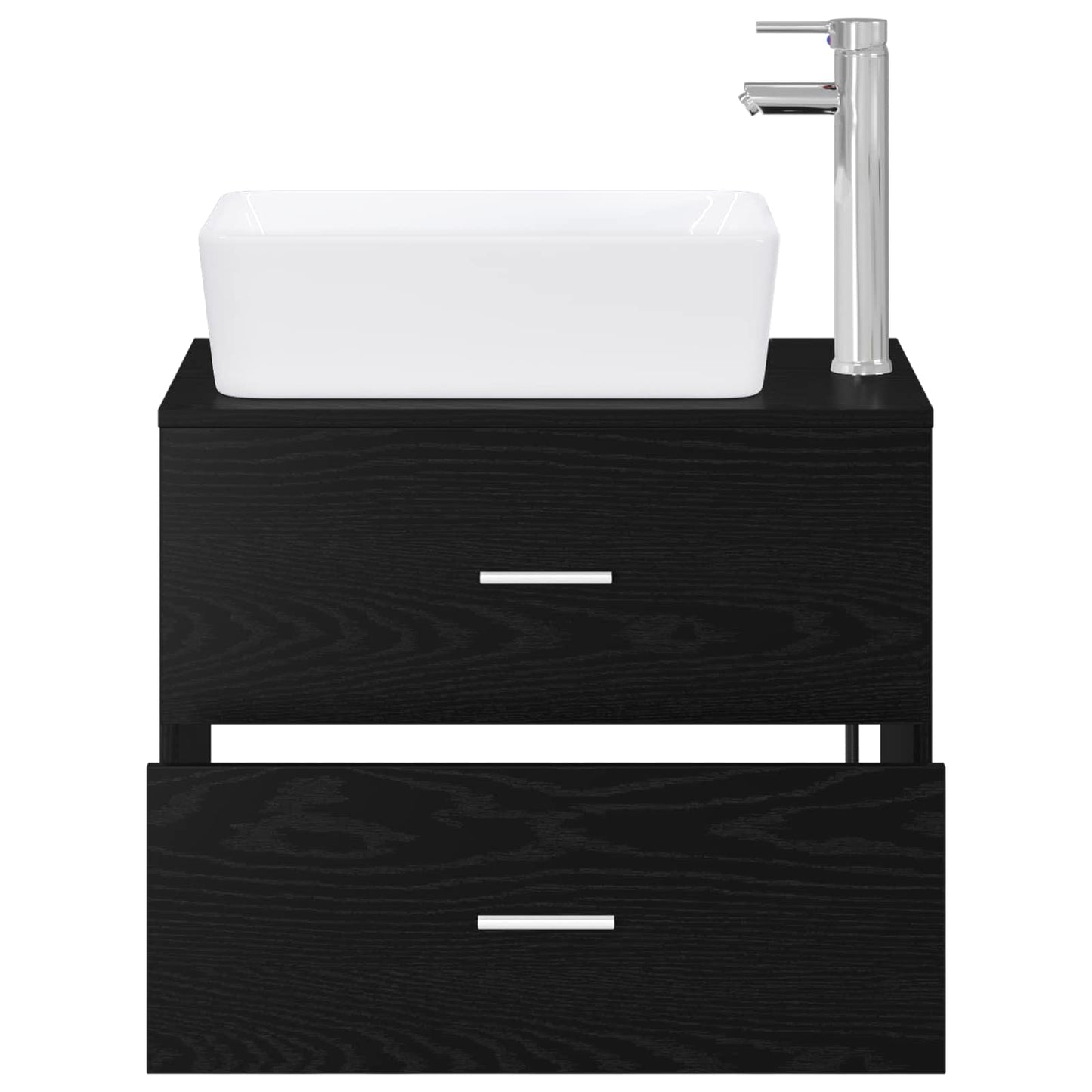 vidaXL Bathroom Furniture Set Black Oak Engineered Wood
