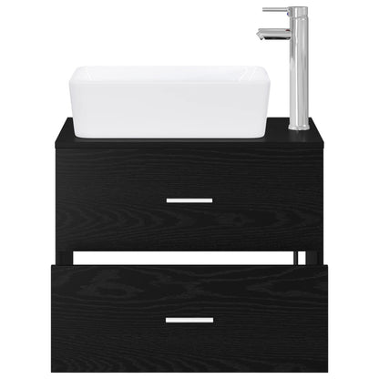 vidaXL Bathroom Furniture Set Black Oak Engineered Wood