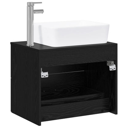 vidaXL Bathroom Furniture Set Black Oak Engineered Wood