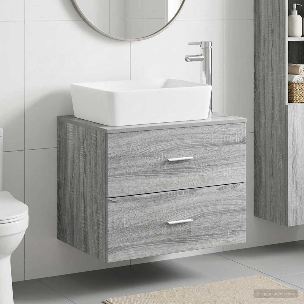 vidaXL Bathroom Furniture Set Grey Sonoma Engineered Wood