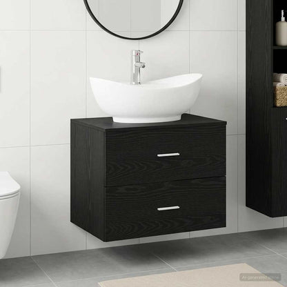 vidaXL Bathroom Furniture Set Black Oak Engineered Wood