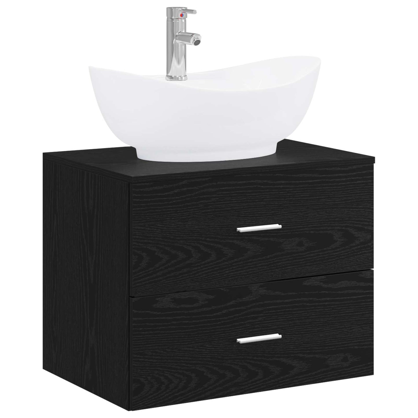 vidaXL Bathroom Furniture Set Black Oak Engineered Wood