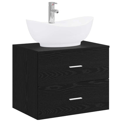 vidaXL Bathroom Furniture Set Black Oak Engineered Wood