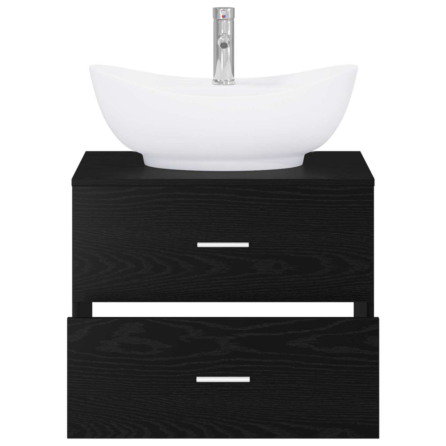 vidaXL Bathroom Furniture Set Black Oak Engineered Wood