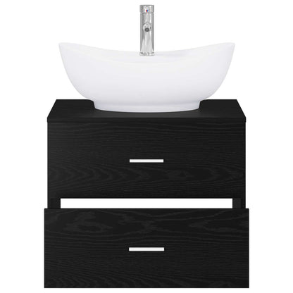 vidaXL Bathroom Furniture Set Black Oak Engineered Wood