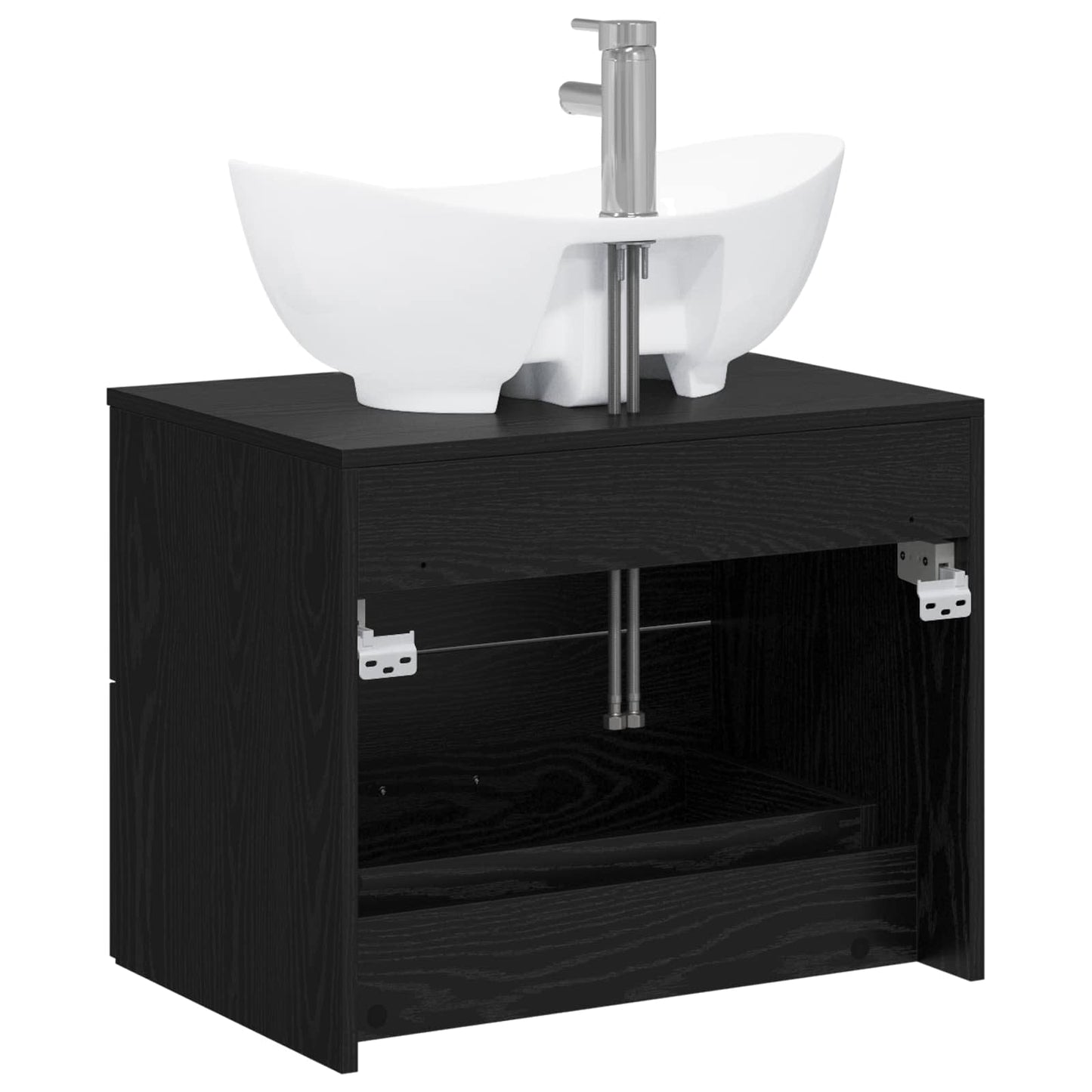 vidaXL Bathroom Furniture Set Black Oak Engineered Wood