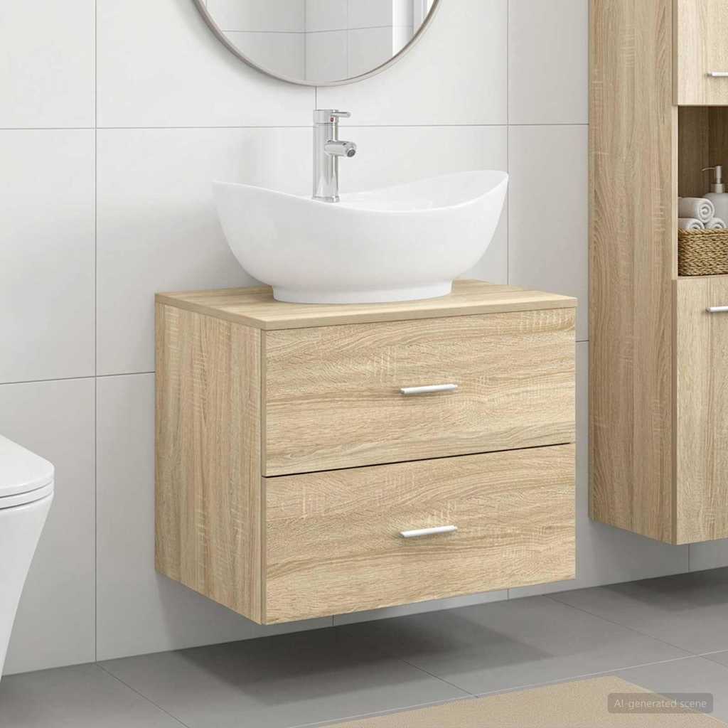 vidaXL Bathroom Furniture Set Sonoma Oak Engineered Wood