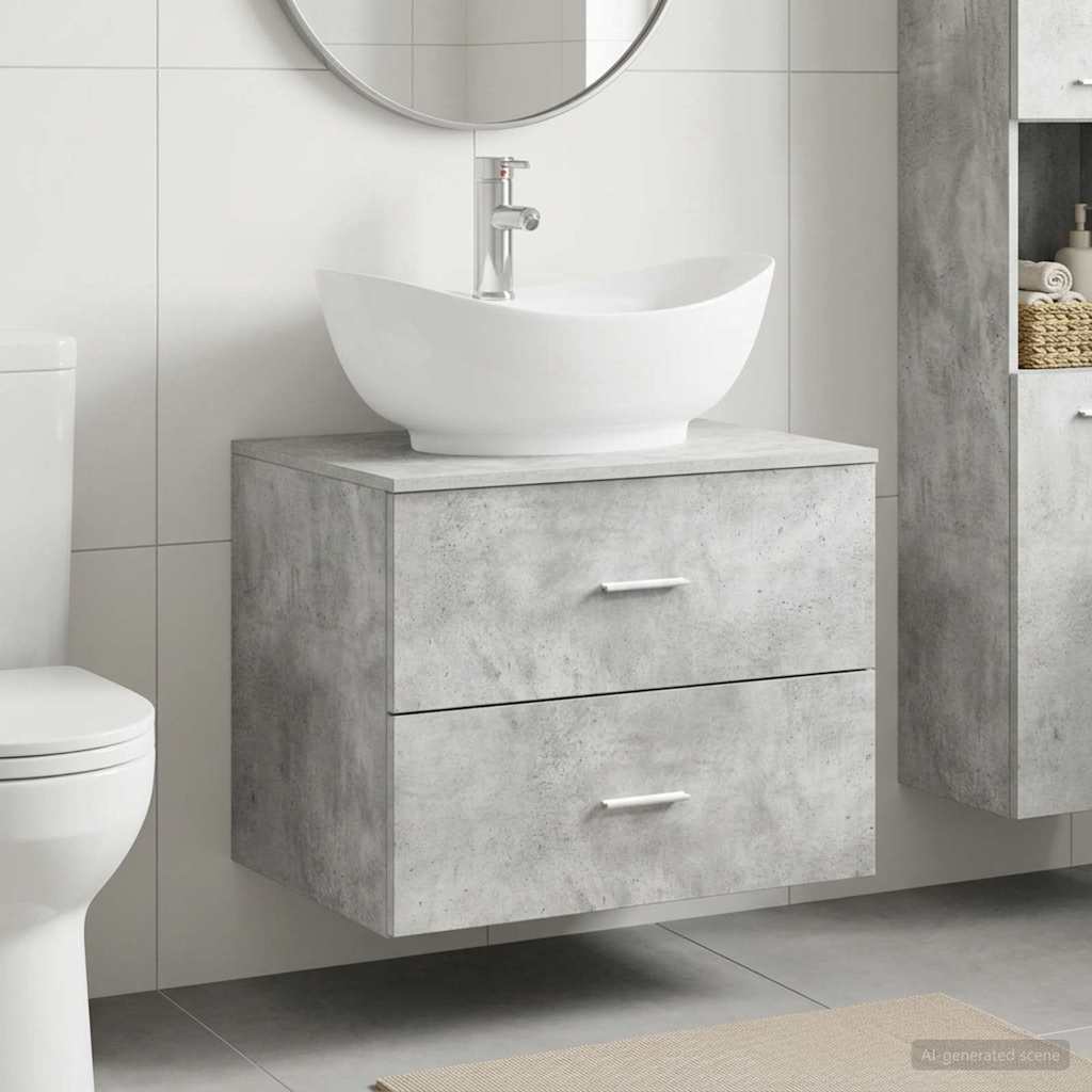 vidaXL Bathroom Furniture Set Concrete Grey Engineered Wood