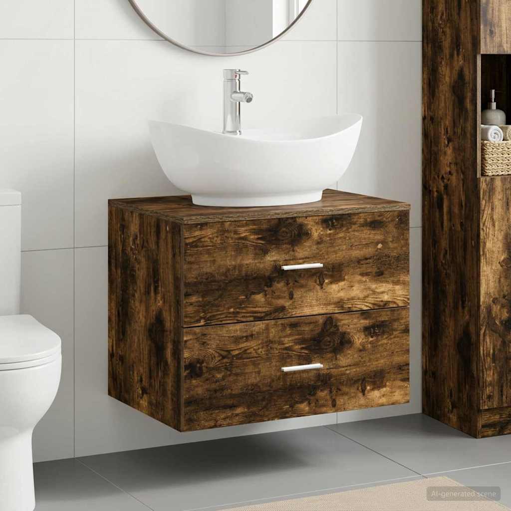 vidaXL Bathroom Furniture Set Smoked Oak Engineered Wood